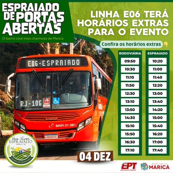 Espraiado de portas abertas: horários extras para o evento