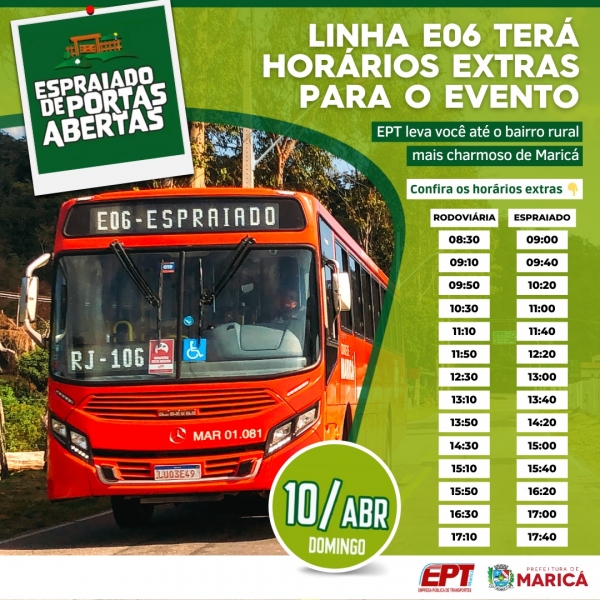 EPT disponibiliza horários extras para o evento "Espraiado de Portas Abertas"