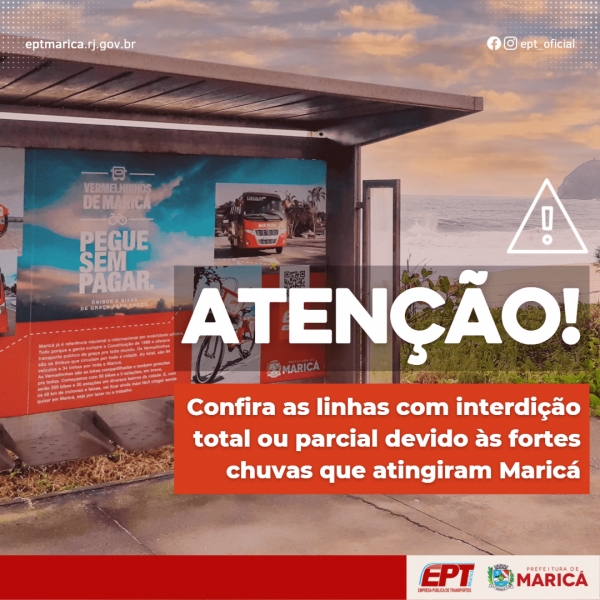 Confira as linhas com interdição total ou parcial devido às fortes chuvas que atingiram Maricá