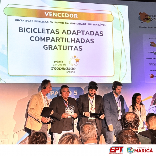 Maricá vence o prêmio PMU como melhor iniciativa pública em favor da mobilidade sustentável