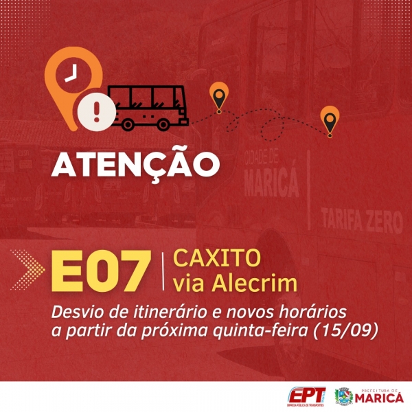 Linha E07: novos horários e itinerário a partir do próximo dia 15